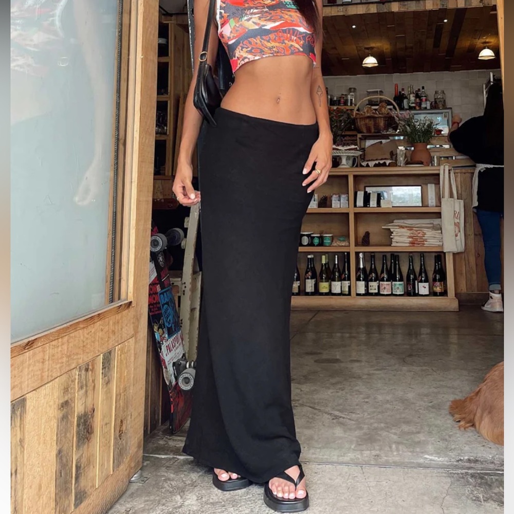 Princess Polly Jodie Black Low Rise Maxi Skirt